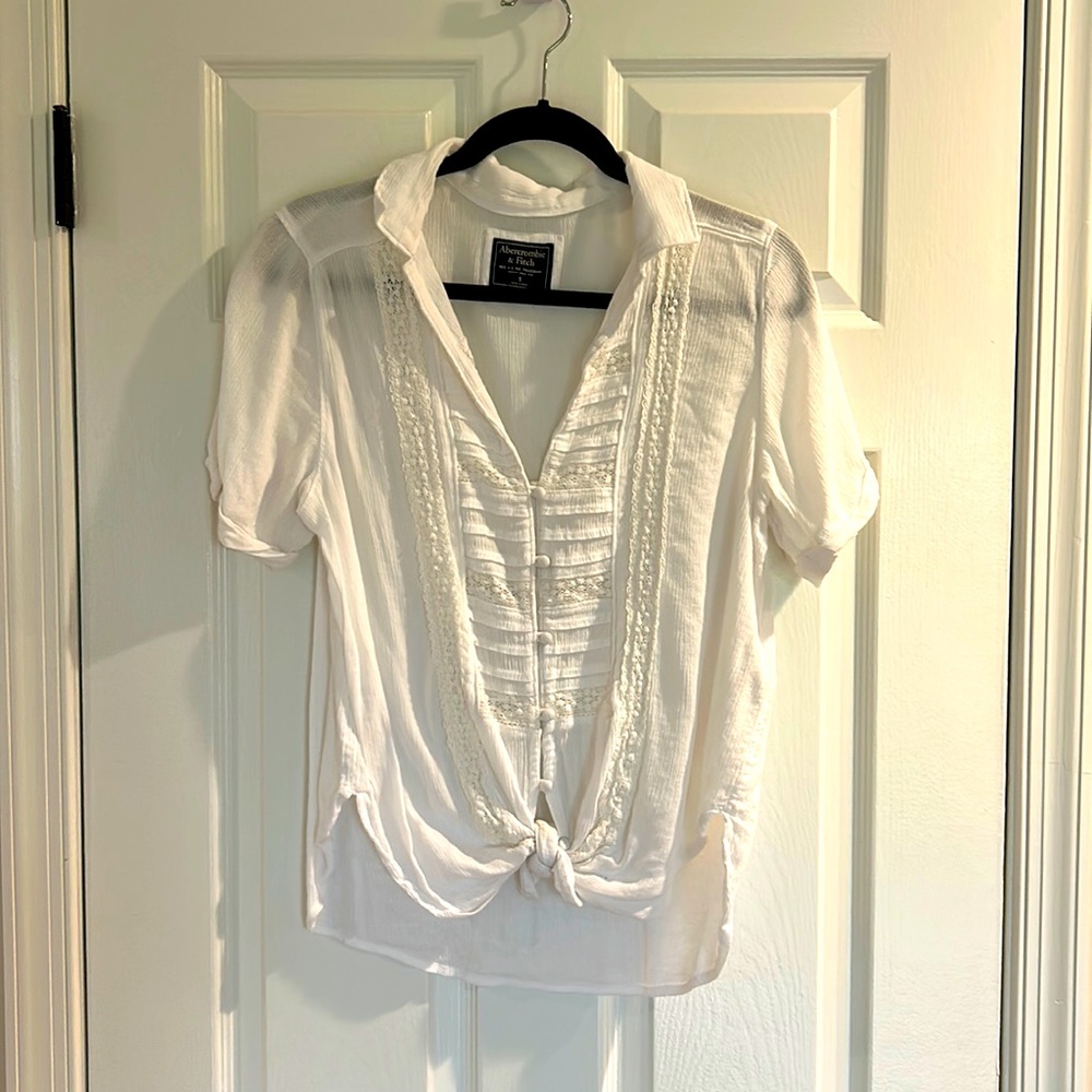 Abercrombie & Fitch white short sleeve button down